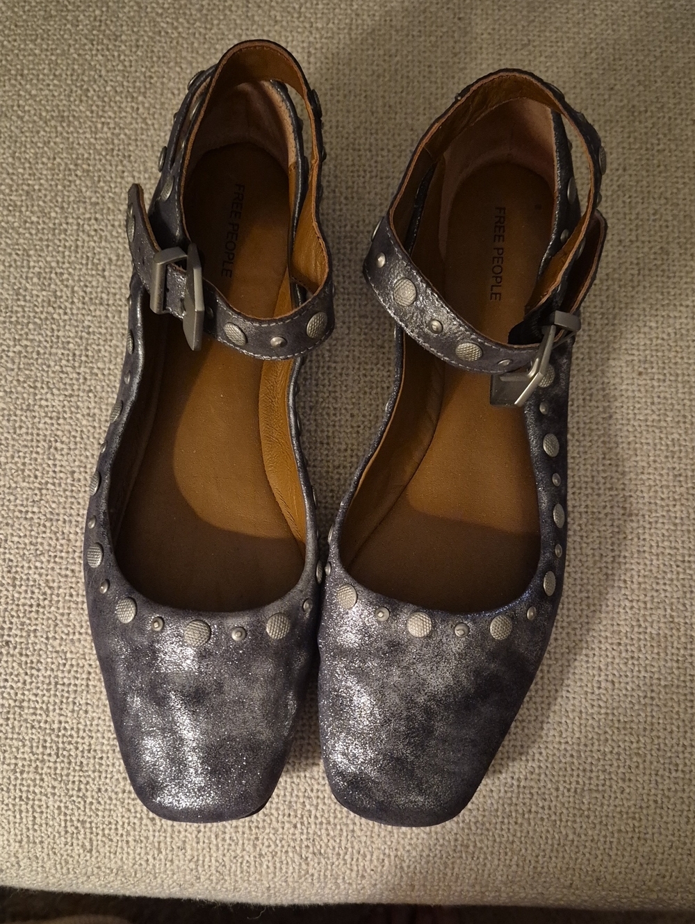 Free People Metallic Black Studded Flats